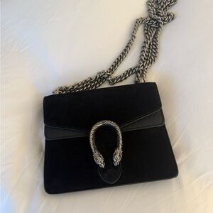 Gucci Black Crossbody Bag with Silver Chain